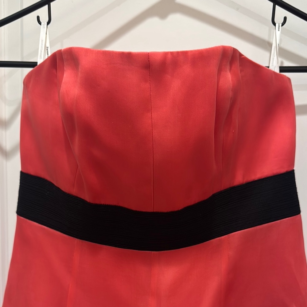 Phoebe Couture Size 2 Pink and Black Ruffled Strapless Mini Dress - Picture 5 of 16